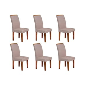 Kit 6 Cadeiras Sala Jantar Lunara 6 Un Imbuia -Capuccino/Suede Creme - Rufato