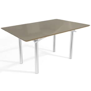 Mesa p/ Cozinha Elba Tampo Madeirado c/ Vidro 160cm Cromada/Freijo Bonze - Kappesberg