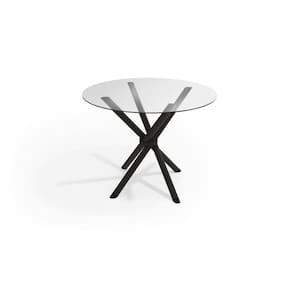 Mesa p/ Cozinha Volga c/ Tampo de Vidro Redondo 95cm Preto - Kappesberg