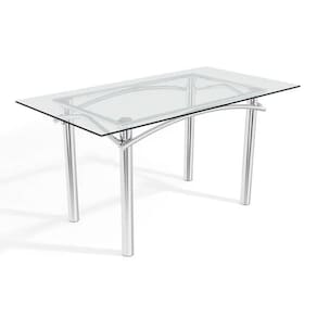 Mesa p/ Cozinha Elba c/ Tampo de Vidro 150cm Cromada - Kappesberg