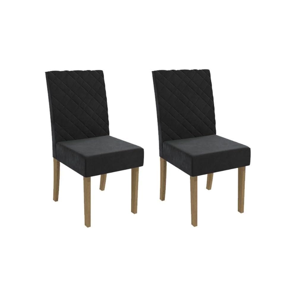 Kit 2 Cadeiras de Cozinha 2CAD133 2 Un Canela/Suede Preto - Kappesberg