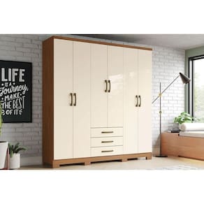 Guarda Roupa Casal 6 Portas e 3 Gavetas Caju DA136 Nature/Off White - Henn