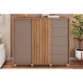 Cômoda Solteiro Pegasus c/ 2 Portas e 5 Gavetas Buriti/Fendi - Caemmun