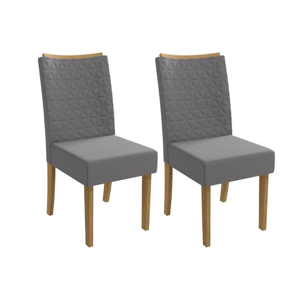 Kit 2 Cadeiras de Cozinha 2CAD129 2 Un Canela/Suede Cinza - Kappesberg