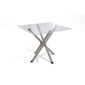 Mesa p/ Cozinha Volga c/ Tampo de Vidro Quadrado 90cm Niquel - Kappesberg