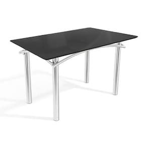 Mesa p/ Cozinha Elba Tampo Madeirado c/ Vidro 120cm Cromada/Preto - Kappesberg