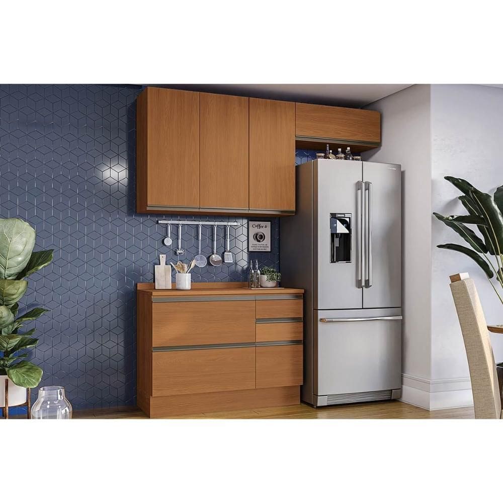 Cozinha Modulada Completa Maxxi 4 Peças (2Aéreos+1Balcão+1Complemento) C4P165 Canela - Kappesberg
