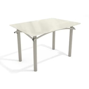 Mesa p/ Cozinha Elba Tampo Madeirado c/ Vidro 120cm Niquel/Off White - Kappesberg