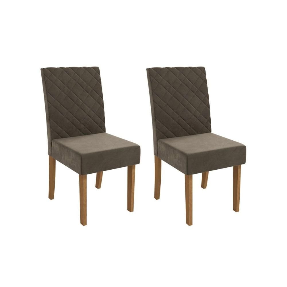 Kit 2 Cadeiras Sala Jantar 2CAD133 2 Un Canela/Suede Capuccino - Kappesberg