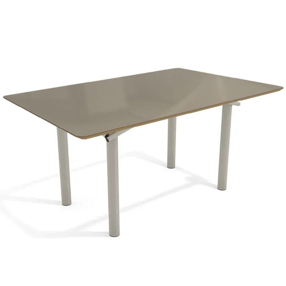 Mesa p/ Cozinha Elba Tampo Madeirado c/ Vidro 160cm Niquel/Freijo Bronze - Kappesberg