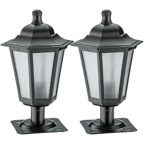 2 Balizadores de Piso Lente Fosca Luminárias Jardim Muro Alumínio Preto Área Externa Dital