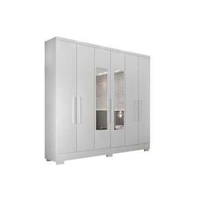 Guarda Roupa Casal 6 Portas (2 c/ Espelho) e 4 Gavetas c/ Pés Milly/Veneza Neve - Novo Horizonte