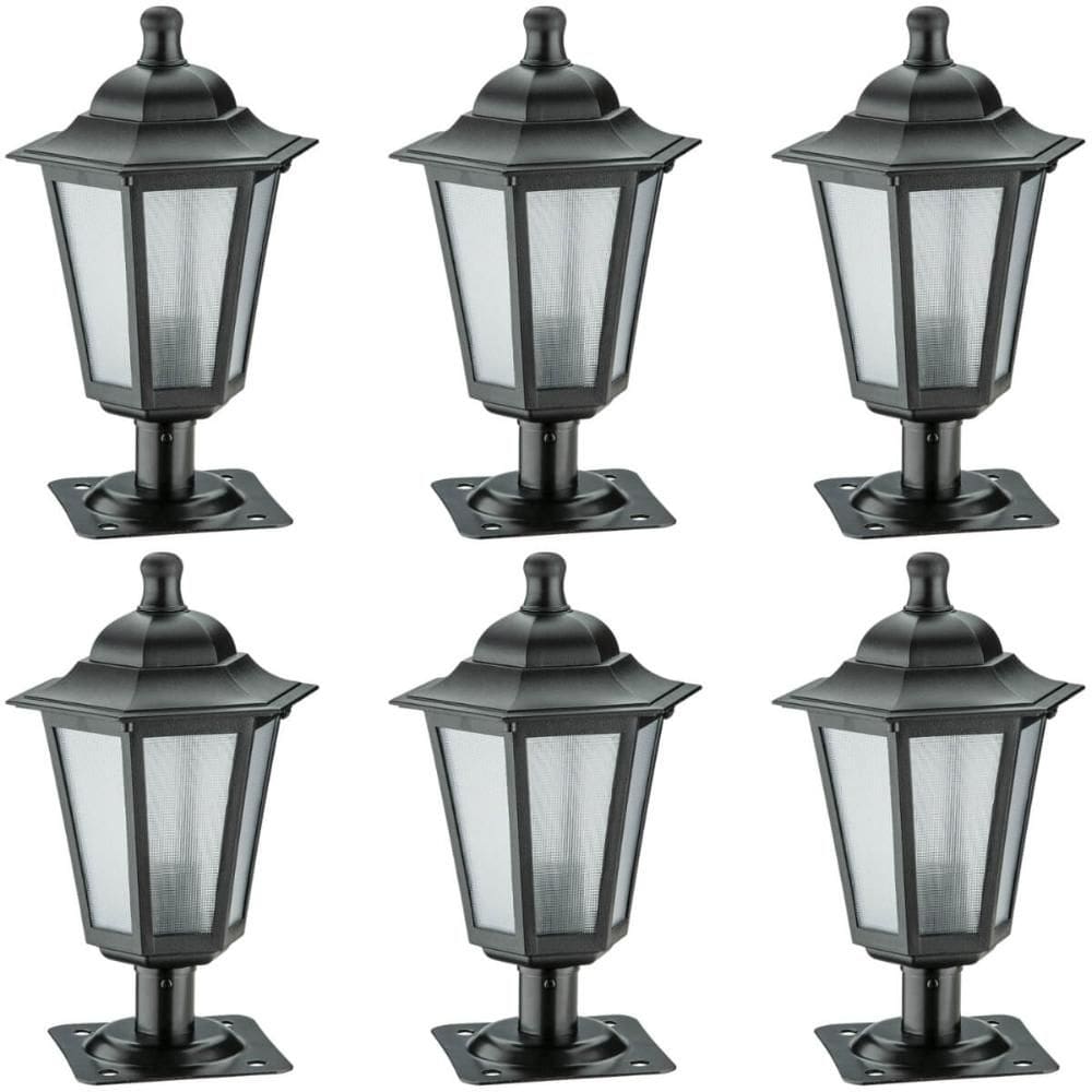 6 Luminárias de Jardim Balizadores Piso Muro Preto Colonial Lente Fosca Dital Linha Grega