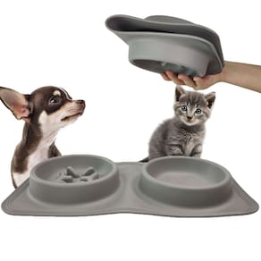 Comedouro Bebedouro 2 Em 1 Silicone Raçao Agua Gato Cachorro Pet Animais Estimaçao Dobravel Portatil Antiderrapante