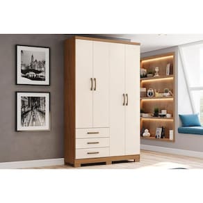 Guarda Roupa Casal 4 portas e 3 Gavetas Caju DA135 Nature/Off White - Henn