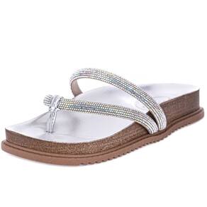 Chinelo Feminino Flat Strass Conforto Metalizado Beira Rio