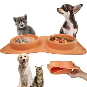 Comedouro Bebedouro Silicone 2 Em 1 Cachorro Gato Pet Animais Raçao Agua Comida Hidratavel