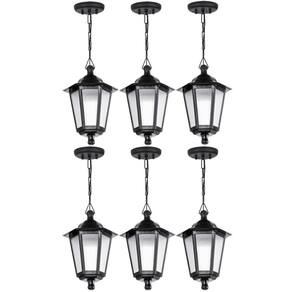 Kit 6 Pendentes de Teto Lente Fosca Luminária Grega Colonial Retro Preta Dital