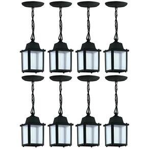 Conjunto 8 Pendentes 37cm Luminárias Pretas de Teto Vintage Interno Externo Bivolt Dital