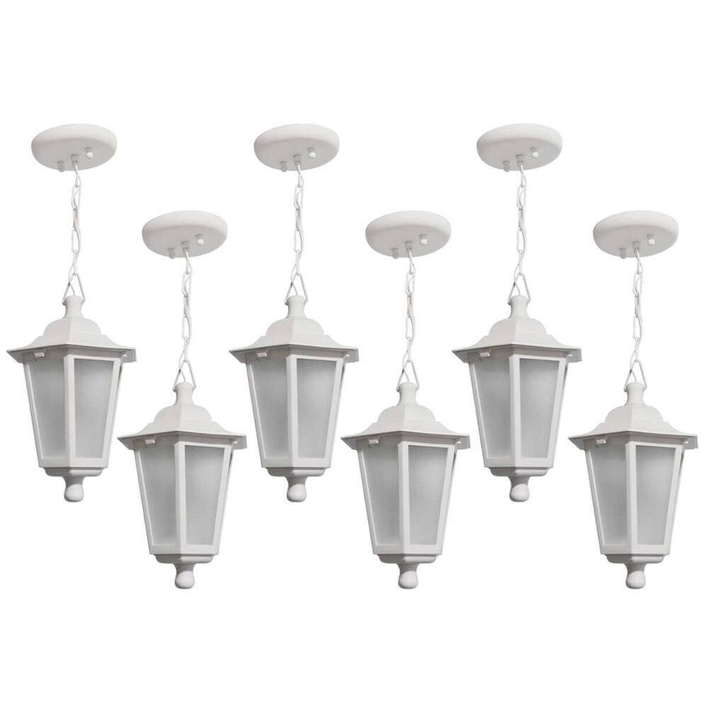 Conjunto 6 Pendentes de Teto Brancos 58cm Luminárias Gregas