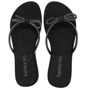 Chinelo Feminino Tira Strass Laço Conforto Praia Beira Rio