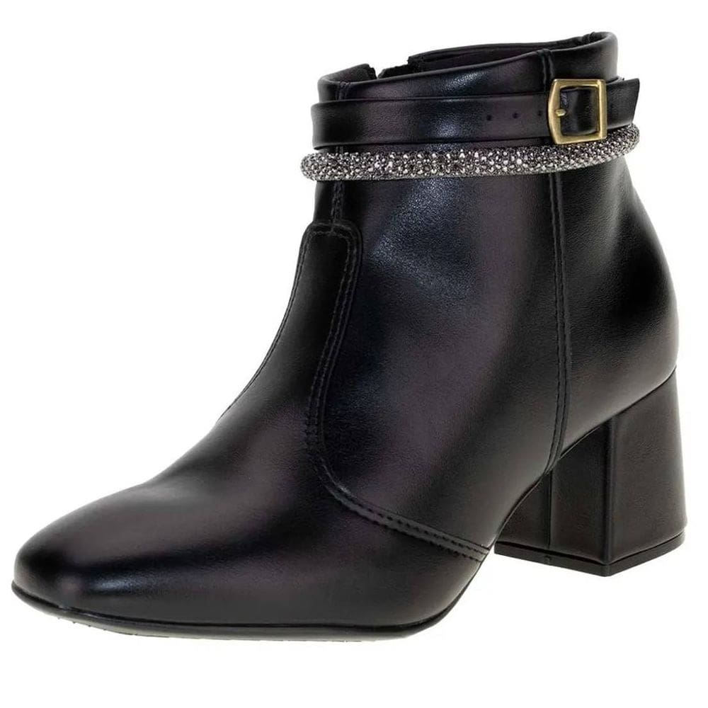 Bota Feminina Cano Baixo Salto Bloco Tira Strass Beira Rio