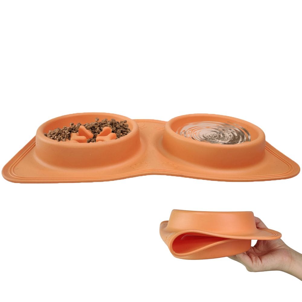 Comedouro Bebedouro 2 Em 1 Silicone Cachorro Gato Pet Raçao Agua Hidrataçao Comida Dobravel