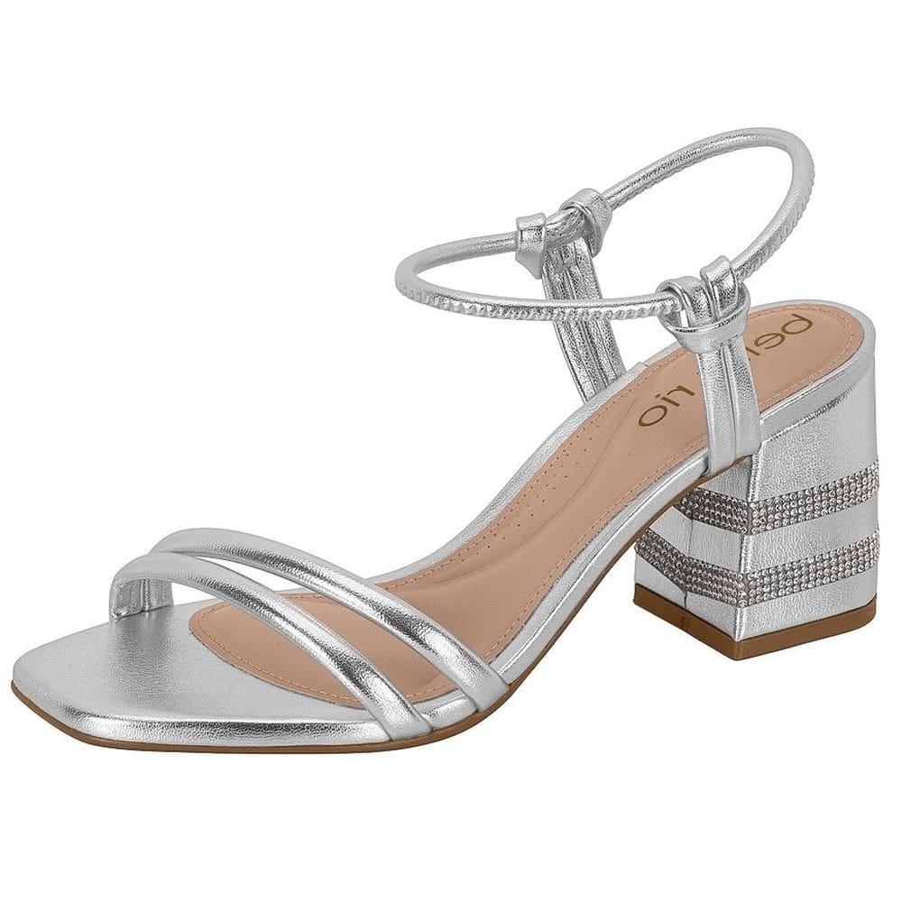 Sandália Feminina Salto Bloco Strass Elegante Chic Beira Rio