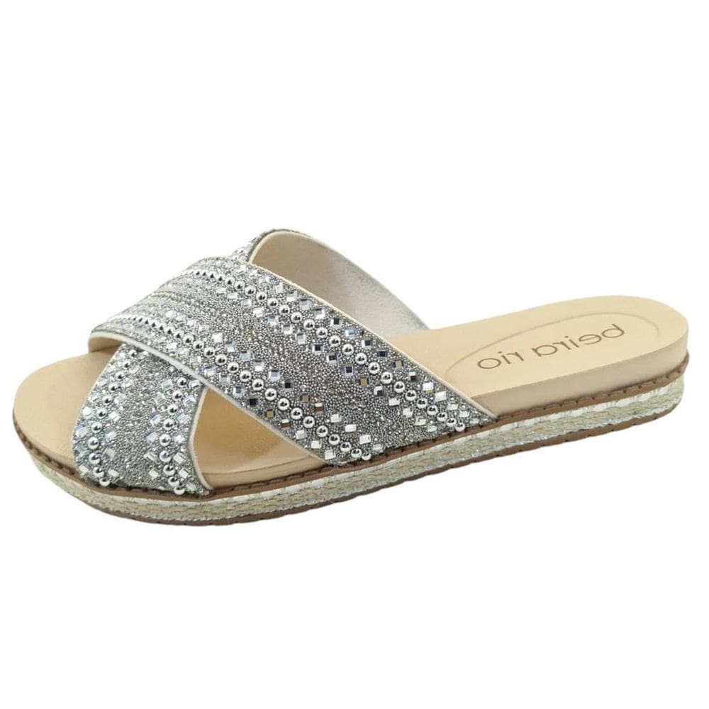 Chinelo Feminino Tiras Strass Flatform Conforto Beira Rio