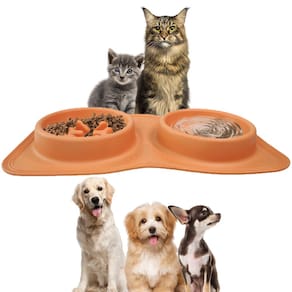 Comedouro Bebedouro Silicone 2 Em 1 Cachorro Gato Pet Tapete Dobravel Portatil Animais Estimaçao Viagem