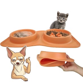 Comedouro Bebedouro Silicone 2 Em 1 Cachorro Pet Gato Animais Raçao Agua Comida Portatil