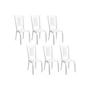Kit 6 Cadeiras Sala Jantar Florença 2C005 Aço 6 Uni Cromada/Branco 106 - Kappesberg