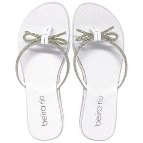 Chinelo Feminino Tira Strass Laço Conforto Praia Beira Rio