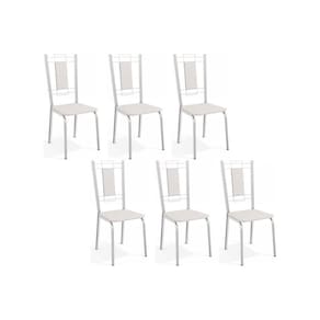 Kit 6 Cadeiras de Cozinha Florença C005 6 Un Cromada/Branco 106 - Kappesberg