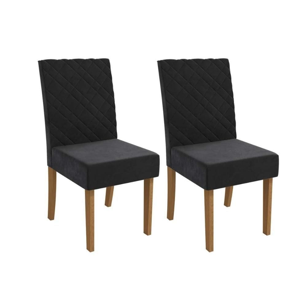 Kit 2 Cadeiras de Cozinha 2CAD133 2 Un Canela/Suede Preto - Kappesberg