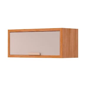 Módulo Cozinha MGM Eloise Armário Geladeira c/ 1 Porta Basculante Riscada 80 cm Cinamomo/Off White-MGM