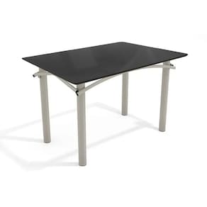 Mesa p/ Cozinha Elba Tampo Madeirado c/ Vidro 120cm Niquel/Preto - Kappesberg