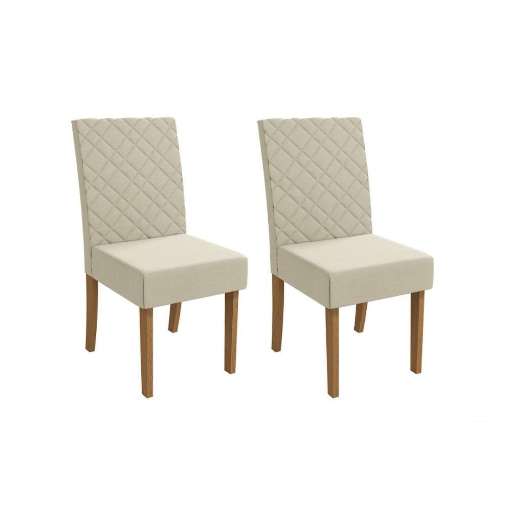Kit 2 Cadeiras Sala Jantar 2CAD133 2 Un Canela/Linho Bege - Kappesberg