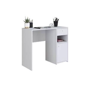 Escrivaninha com Porta e Gaveta Branca Coimbra MDP Mesa de E