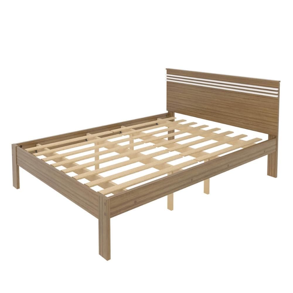 Cama de Casal 195x148,5x93cm MDP Amêndoa Tecnomobili CM8009 Quarto