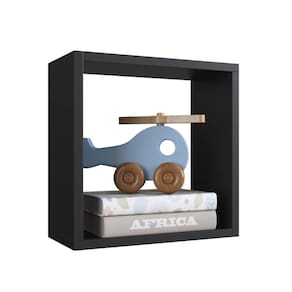 Nicho Infantil Organizador Multiuso Pequeno Quadrado Preto MDP Brinquedos Decoração