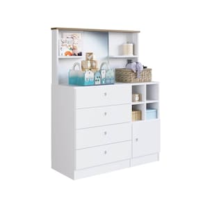 Cômoda Infantil Branca com 4 Gavetas 1 Porta e Espelho House MDP Art In Móveis