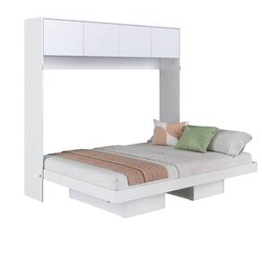 Cama Casal Articulável Horizontal com Portas Branco MDP Hano