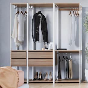Guarda Roupa Closet 3 Peças com 3 Cabideiros 4 Gavetas e 2 N