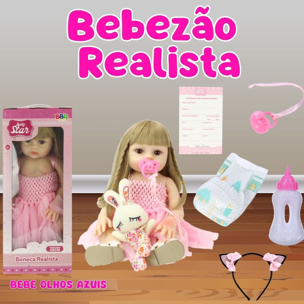 Boneca Realista Olhos Azuis Loira