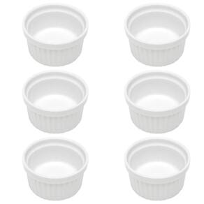 Kit 6 Ramekin Canelado Porcelana 40ml Classic Branco Lyor Molheira Servir Caldas Tare Shoyo
