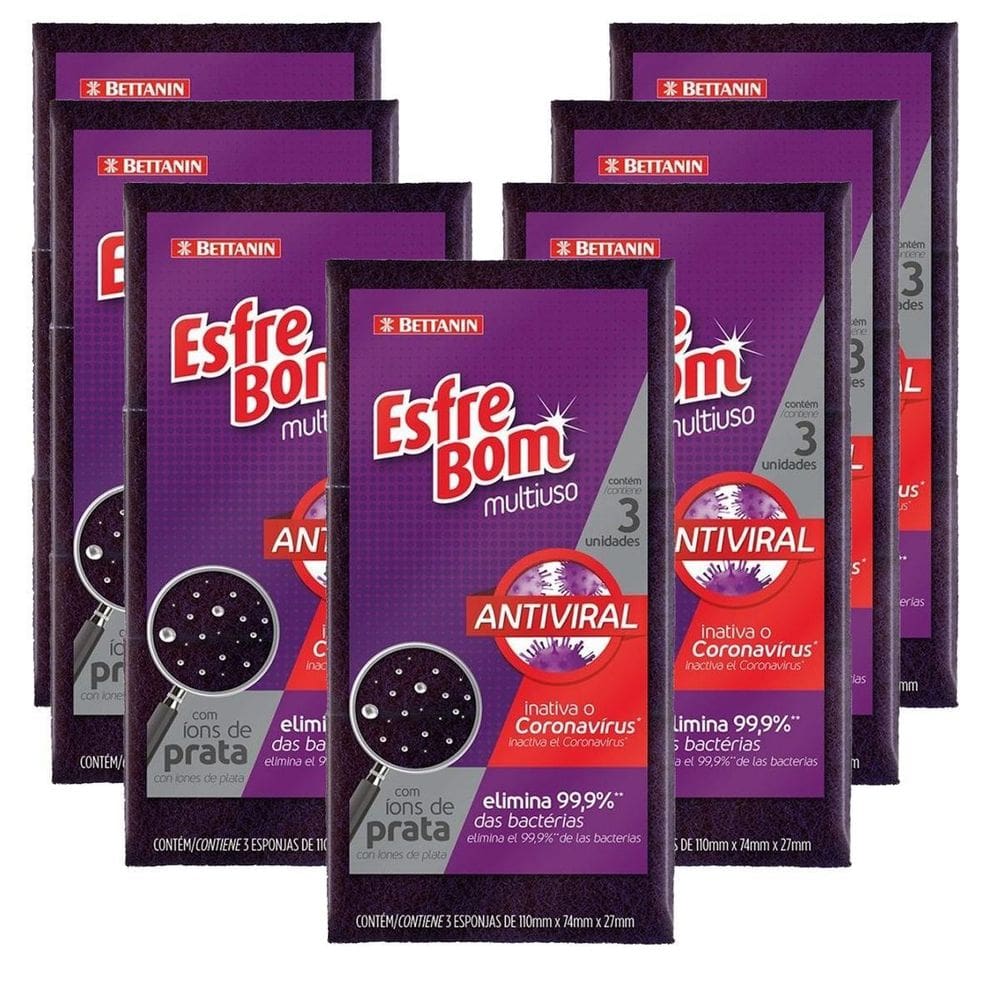 Kit 21 Unidades Esponja Antiviral Esfrebom Bettanin Bucha