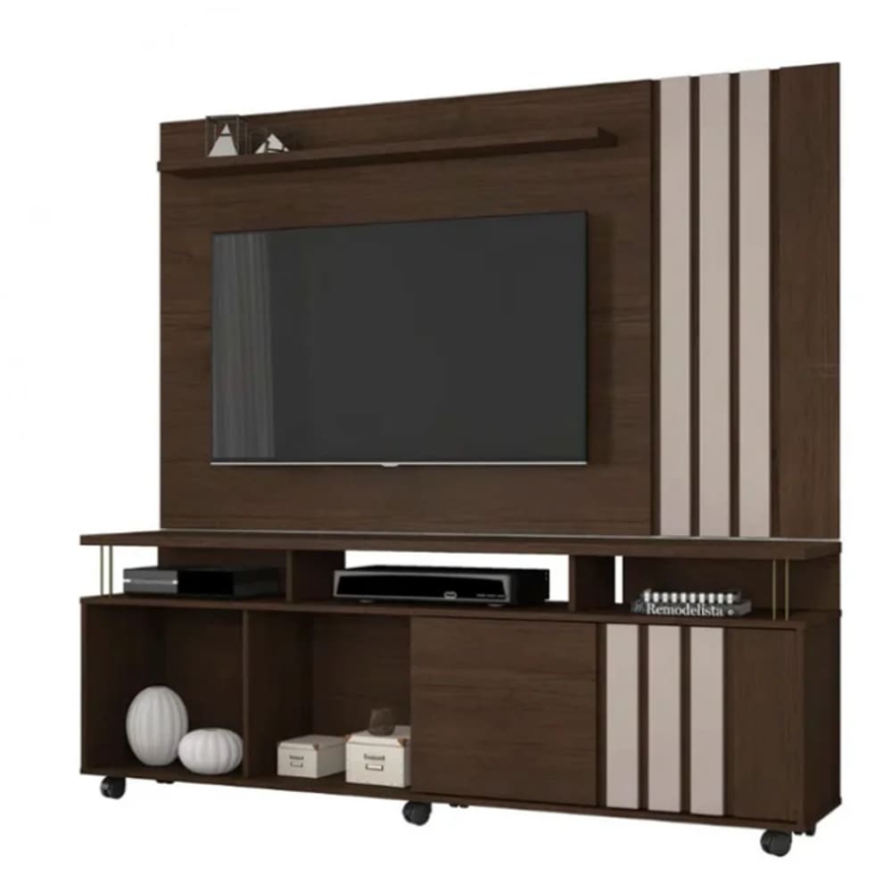 Rack e Painel Atraente Tv 70" JCM Movelaria - Café Soft/Off
