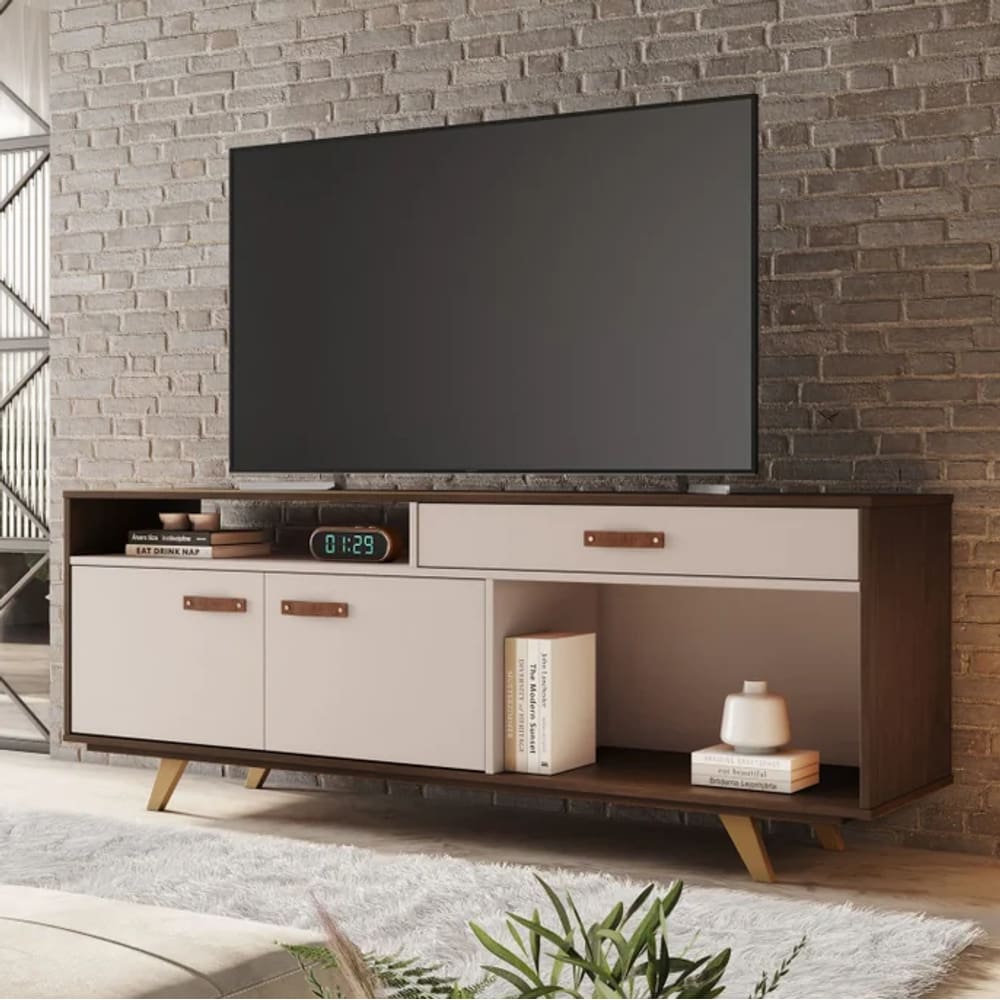 Rack Ímpar Para Tv Até 65" JCM Movelaria - Café Soft/Off