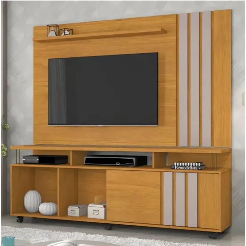 Rack e Painel Atraente Tv 70" JCM Movelaria - Cinamomo/Off